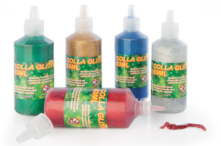 PORPORINA CON COLLA GLITTER  10ML. CONF. 6PZ. ASSORTITI NIKOFFICE