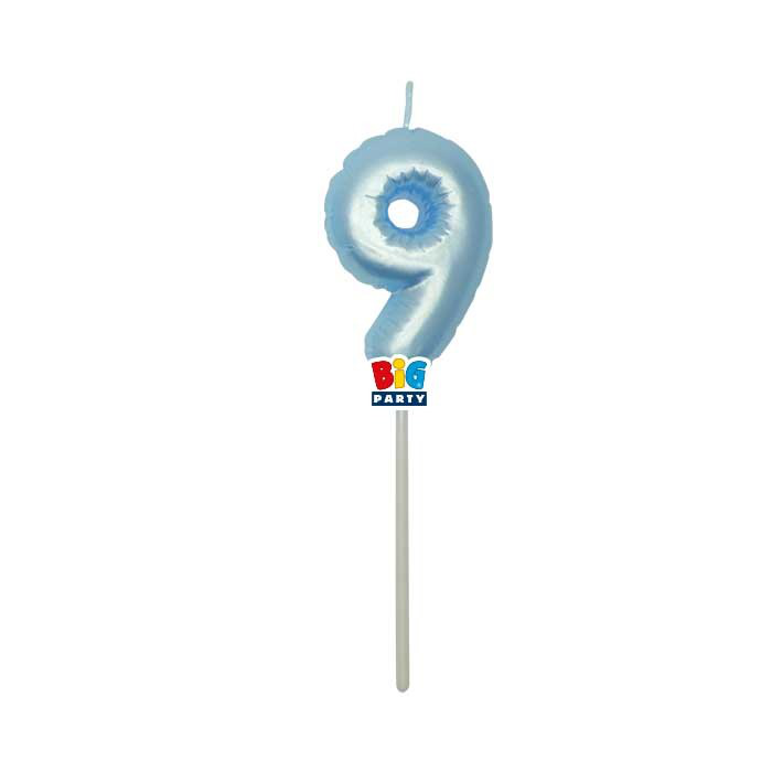 CANDELINA CERA BALLON CM.13 CELESTE PERLA N.9 BIGPARTY