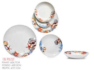 PIATTO SERVIZIO DA TAVOLA 18PZ. BIANCO CON DECORO MARINO 524335 GENERAL