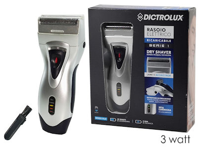 RASOIO ELETTRICO RICARICABILE PER BARBA 2 TESTINE 513224 DICTROLUX