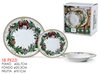 PIATTO SERVIZIO DA TAVOLA 18PZ. DECORO GHIRLANDA 524207 GENERAL