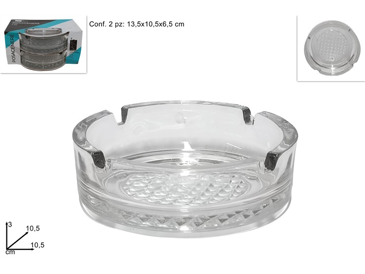 POSACENERE IN VETRO TONDO SET 2PZ. DUESSE