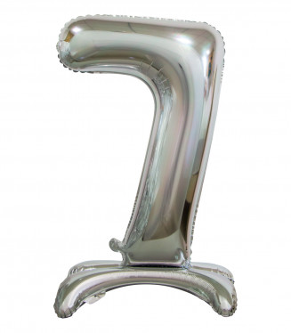 PALLONCINO MYLAR NO ELIO ARGENTO NUMERO 7 D.30 CON PIEDINI CM.76