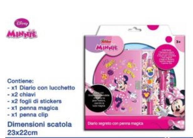 DIARIO SEGRETO KIT CON LUCCHETTO STICKERS E PENNE MINNIE EOLD.