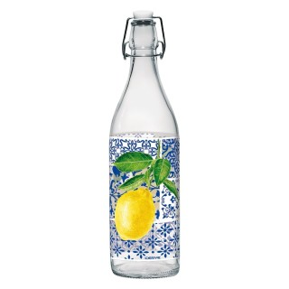 BOTTIGLIA IN VETRO DA 1LT. DECORATA LIMONI KASAVIVA PEZZI 6