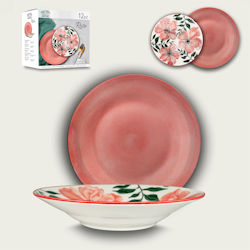PIATTO SERVIZIO DA TAVOLA 12PZ. BIANCO CON DECORI FIORI 956274 ARCA