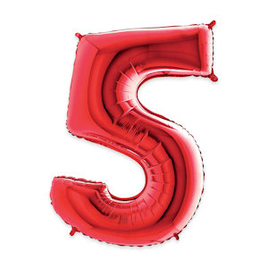 PALLONCINO MYLAR ROSSO NUMERO 5 CM.102 D.40