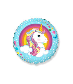 UNICORNO PALLONCINO MYLAR TONDO DIAM.CM.45 POLLICI 18 ROCCA