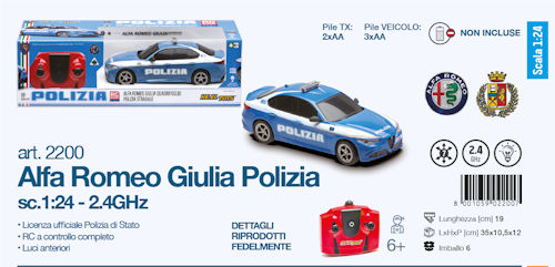 AUTO RADIO COMANDO 1:24 ALFA GIULIA POLIZIA RE.EL TOYS