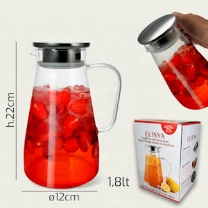 CARAFFA IN VETRO 1,80 LITRI ELISYA CON TAPPO ARCA