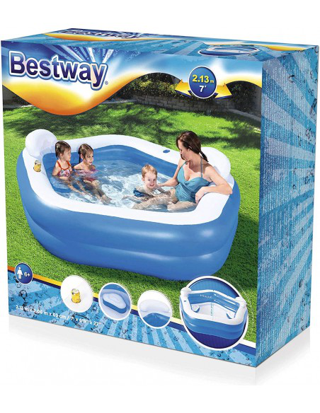 PISCINA GONFIABILE PENTAGONO CM.213x206x69 CON SEDUTE BESTWAY 54153