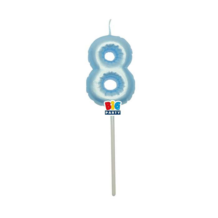 CANDELINA CERA BALLON CM.13 CELESTE PERLA N.8 BIGPARTY