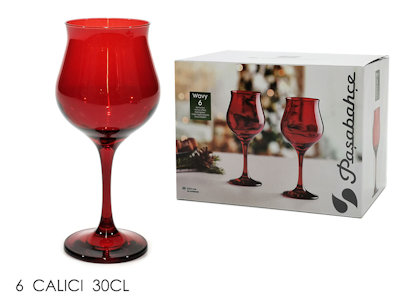 BICCHIERE CALICE 300ML. VETRO SET.6PZ. ROSSI WAVY GENERAL