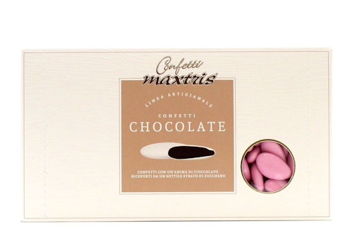 CONFETTI MAXTRIS AL CIOCCOLATO 1KG. COL. ROSA CON ANIMA CIOCCOLATO FONDENTE
