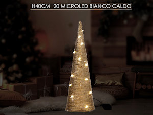 ALBERO DI NATALE CONICO CM.H.60 ORO CON 30 LUCI LED CALDA 429101 GENERAL