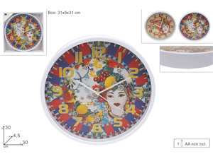 OROLOGIO DA PARETE TONDO 30CM DECORO TESTE DI MORO DUESSE