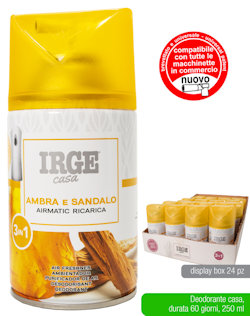 DEODORANTE AMBIENTE SPRAY RICARICA IRGE AMBRA E SANDALO