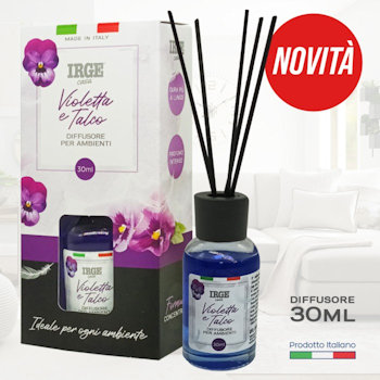 DEODORANTE AMBIENTE LIQUIDO CON BASTONCINI 30 ML. VIOLETTA E TALCO IRGE