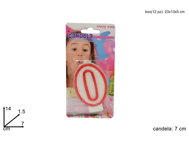 candelina BIANCA con bordo rosso N.0 in blister