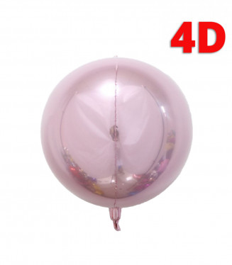 PALLONCINO MYLAR SAGOMA SFERA METAL 4D 22 POLLICI ROSA
