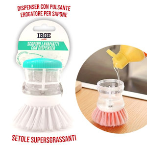 SPAZZOLA LAVAPIATTI CON DISPENCER SAPONE IRGE