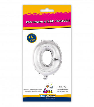 PALLONCINO MYLAR  cm.36 LETTERA ARGENTO O