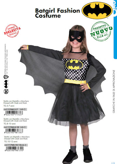 COSTUME PERSONAGGIO BATGIRL FASHION TAGLIA 5/7 ANNI