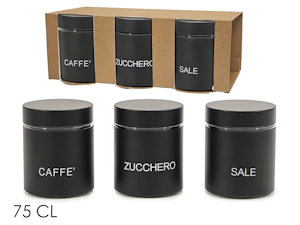 BARATTOLO IN LATTA CON COPERCHIO CONF.3PZ. NERO MATTO CL.75 479203 GENERAL
