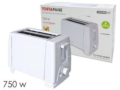 TOSTAPANE ELETTRICO 750W. CHEF BIANCO 871300 DICTROLUX