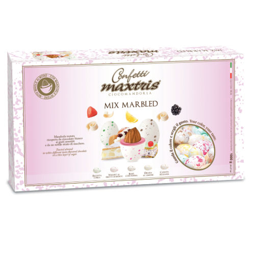 CONFETTI MAXTRIS CIOCOMANDORLA 1KG. MIX MARBLED RICOPERTA CIOCCOLATO BIANCO