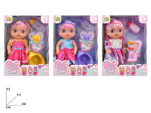 BAMBOLA DOLLY STYLE CM.30 CON ACCESSORI CM.24x33 MAZ.