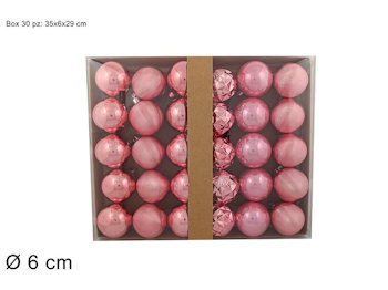 SFERE LUCIDE 6 CM. CONF. 30 PZ. IN SCATOLA ROSA ASSORTITE DUESSE