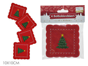 BICCHIERI SOLO SOTTOBICCHIERI IN FELTRO QUADRATO CM.10 ROSSO CONF.4PZ. 478009 GE