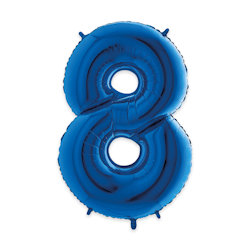 PALLONCINO MYLAR BLU NUMERO 8 CM.102 D.40