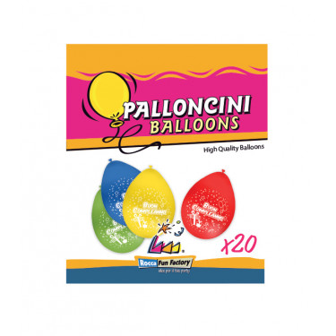FESTA BUON COMPLEANNO PALLONCINI 10 POLLICI  CM.26 CONF.20PZ. VALVOLA SOPRA