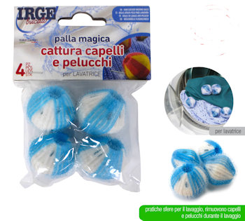 BUCATO PALLA MAGICA CATTURA CAPELLI E PELUCCHI CONF.4PZ. IRGE