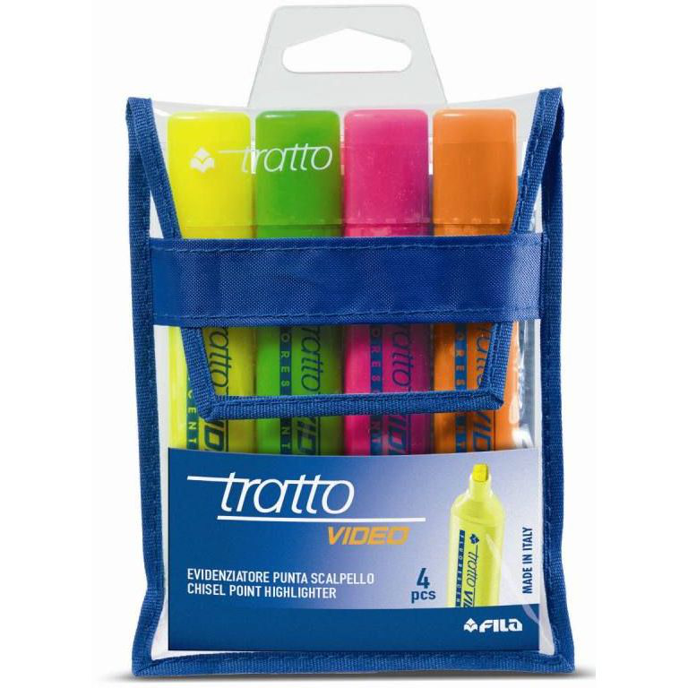 EVIDENZIATORE TRATTO VIDEO CONF. 4 COLORI IN BLISTER PLASTICA TRASPARENTE