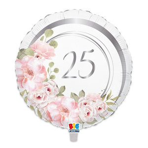 25° ANNIVERSARIO PALLONCINO MYLAR CM.45 TONDO FLORAL BIGPARTY