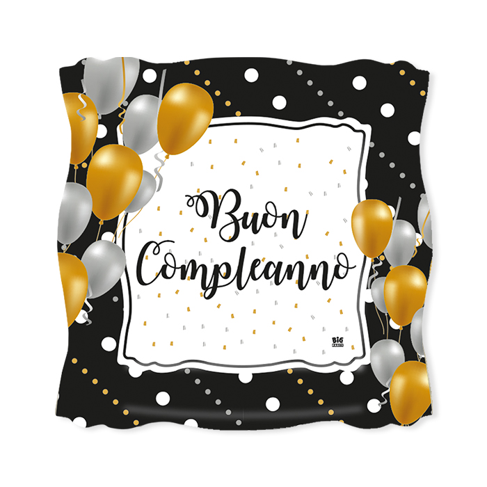 BUON COMPLEANNO PRESTIGE PIATTI CM.24x24  CONF.8 PZ. BIGPARTY