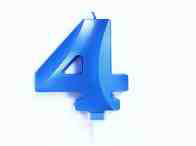 CANDELINA CERA 3D CM.10 BLU CHROME NUMERO 4