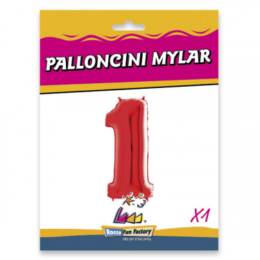 PALLONCINO MYLAR ROSSO NUMERO 1 CM.102 D.40