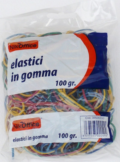 ELASTICI AD ANELLI IN GOMMA CONF.100GR. MISURE ASSORTITE NIKOFFICE
