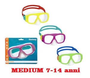 MASCHERA MEDIUM 7-14 ANNI AQUANAUT IN VETRO PLASTICO SU BLISTER 22039 BESTWAY