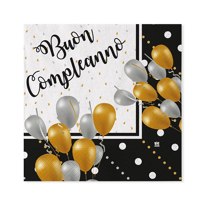 BUON COMPLEANNO PRESTIGE TOVAGLIOLI CM.33x33 CONF.20PZ. BIGPARTY