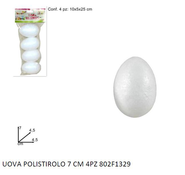 FORMA POLISTIROLO UOVO BIANCO CM.7 CONF. DA 4PZ. IN BUSTINA