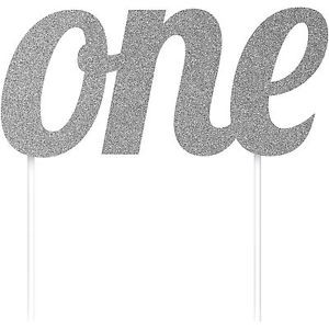 PRIMO COMPLEANNO CAKE TOPPER IN SCRITTA ONE ARGENTO CM.7x15 BIGIEMME