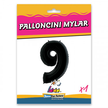 PALLONCINO MYLAR NERO NUMERO 9 CM.102 D.40