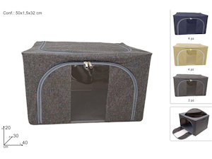 SCATOLA PORTABIANCHERIA IN TESSUTO BOX CON CERNIERE CM.40x30x20 COLOR DUESSE