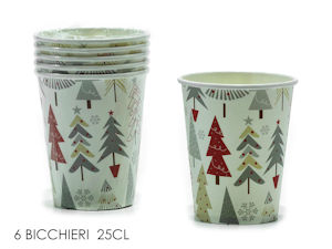 PARTY NATALE DECORO PINI IN CARTA BICCHIERI 250cc CONF.6 PZ. 471041 GENERAL