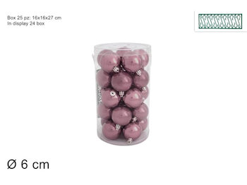 SFERE LUCIDE 6 CM. CONF. 24 PZ. IN CILINDRO ROSA DUESSE